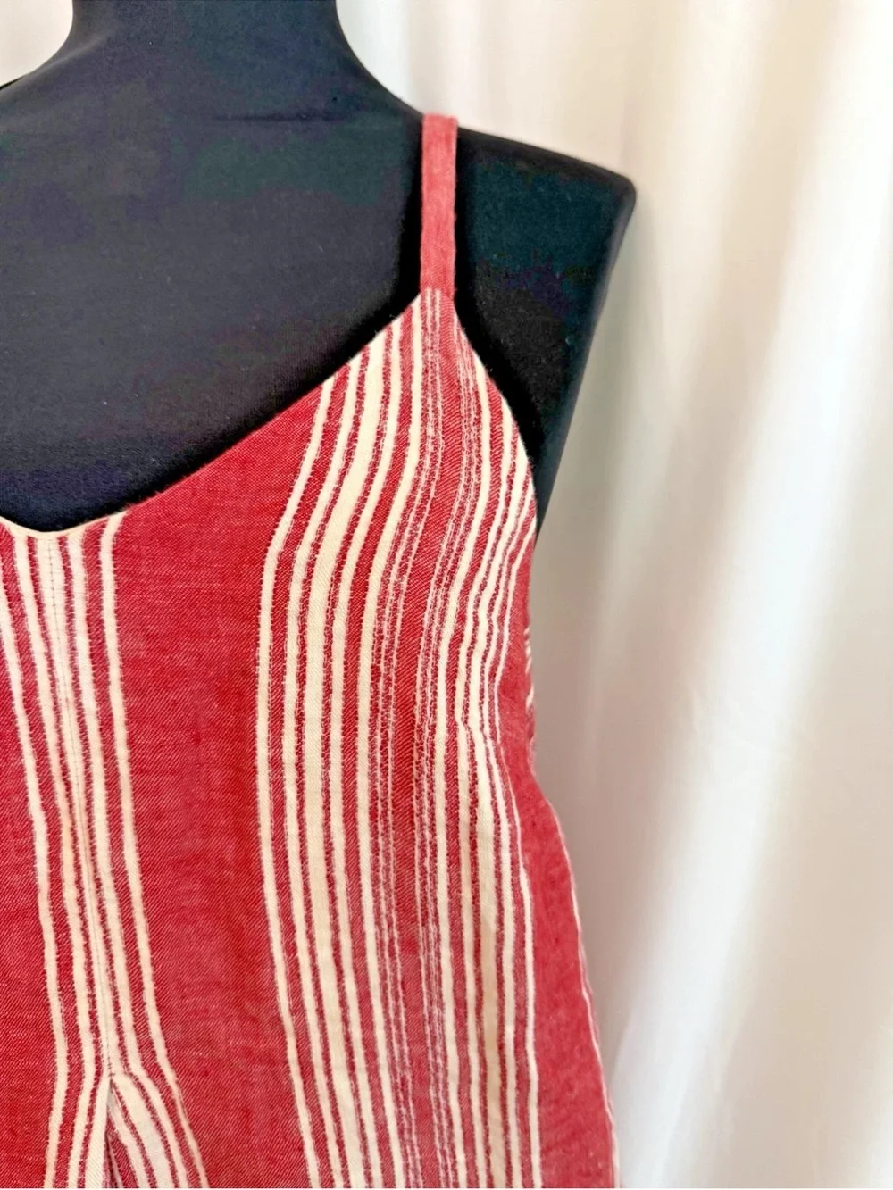 AYR Red White Striped Linen Dress - Size Small - Picture 2 of 6